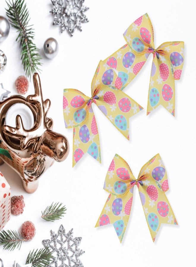 Meseey 12 Pcs 6 Inch Easter Burlap Bows Spring Bunny Bow for Gift Wrapping Tree Topper Front Door Party Home Decorations (Y-Easter Egg) - Image 4